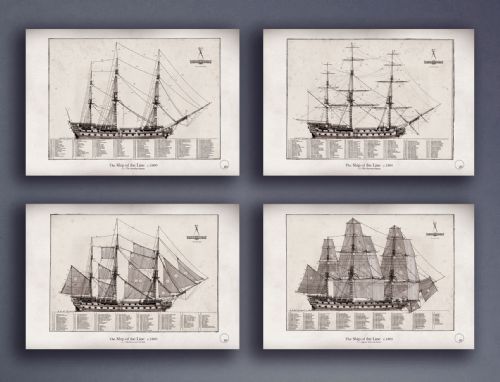 The Ship of the Line by Tony Fernandes - set of 4 rigging prints